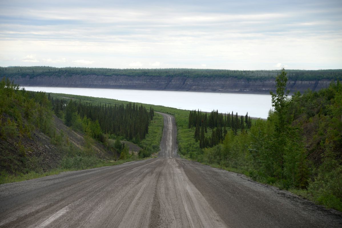 01E The Dempster Highway Dirt Road Descending To The MacKenzie River From Inuvik Northwest Territories